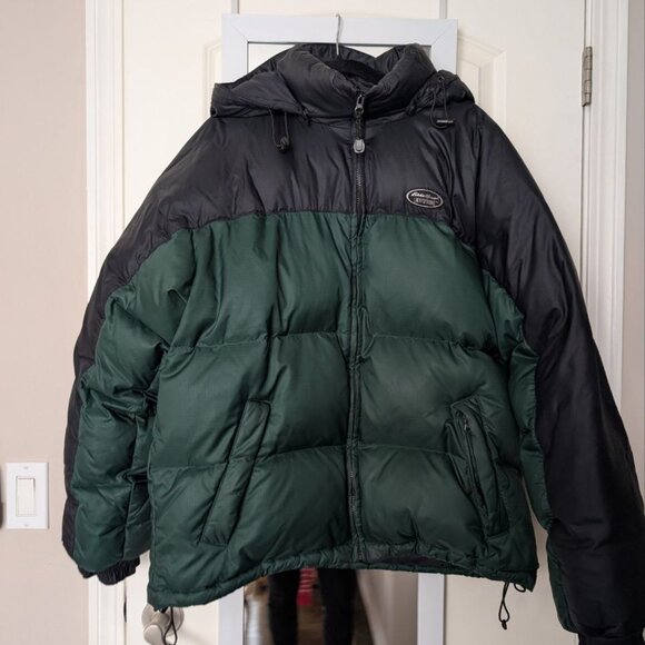 Vintage Eddie Bauer EBtek Goose Down Puffer Jacket Green/ Black Men`s size L. - Picture 11 of 16